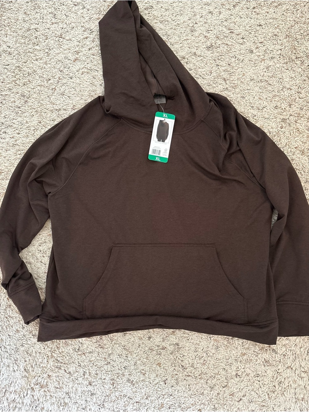 NWT Danskin Melange Espresso Hoodie Women’s XL Soft Stretch Fleece with Pockets